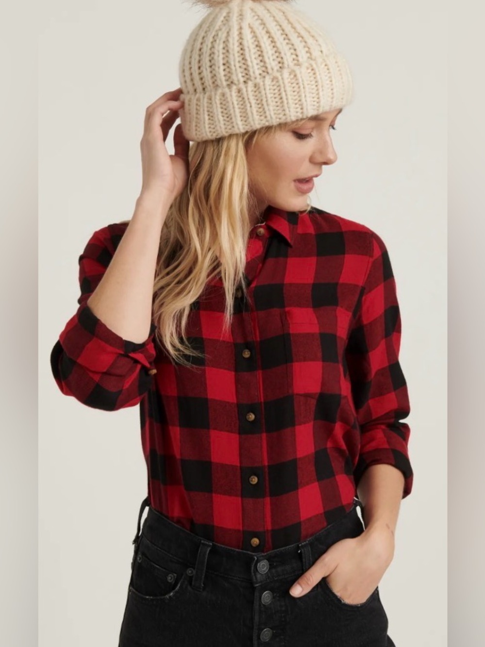 Lucky Brand women’s Classic One Pocket Plaid Shirt NWT SZ L